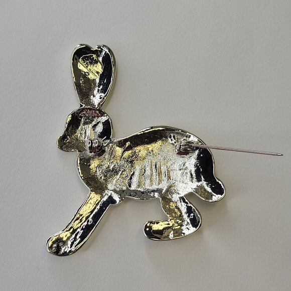 Cream Enamelled Bunny Brooch Pin - Picture 3 of 8